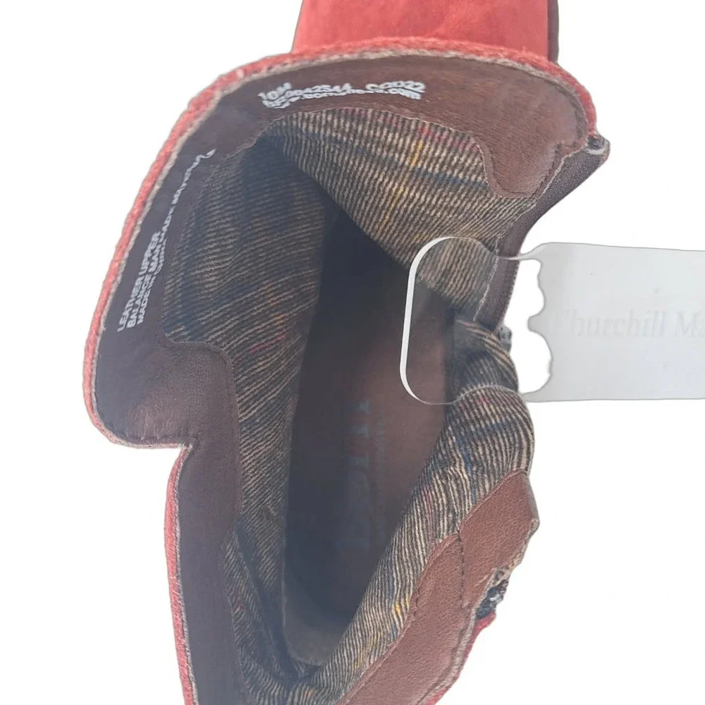 Born Ankle‎ Boots Women's Size 10 Burgundy Suede Side Zip Block Heel